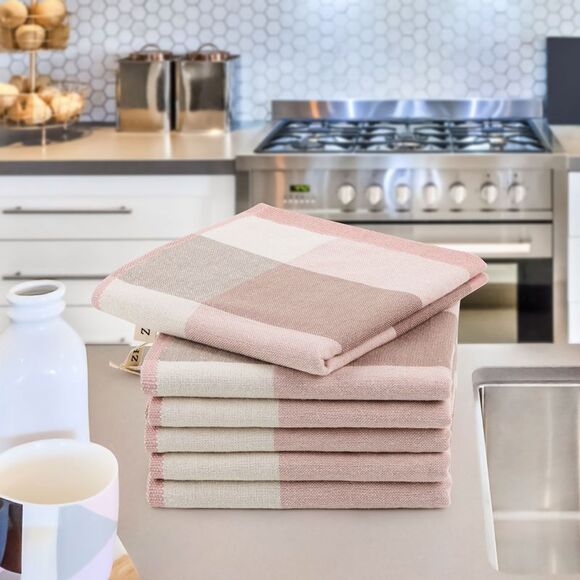 Kitchen Dish Colths Absorbent Dishclothes Drying Cloths 6Pcs Pink - Picture 2 of 6